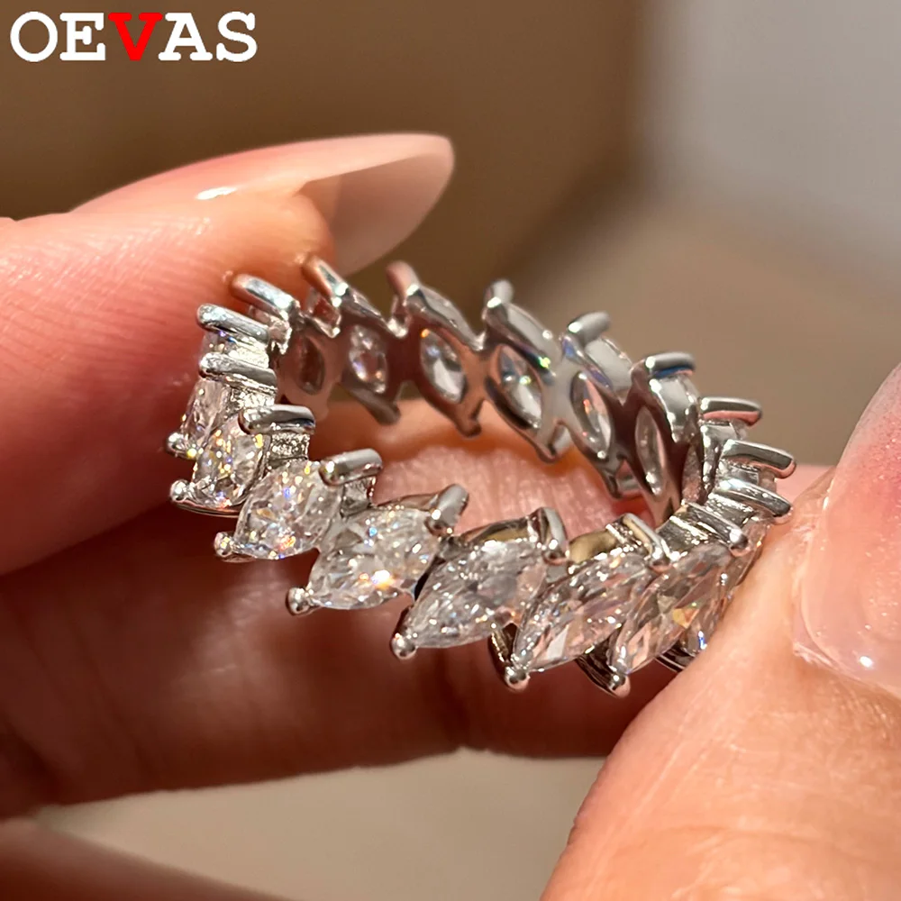 

OEVAS 3x6mm 0.3ct Marquise Cut Full Moissanite Rings For Women 100% 925 Sterling SilverWedding Rings Sparkling Fine Jewelry