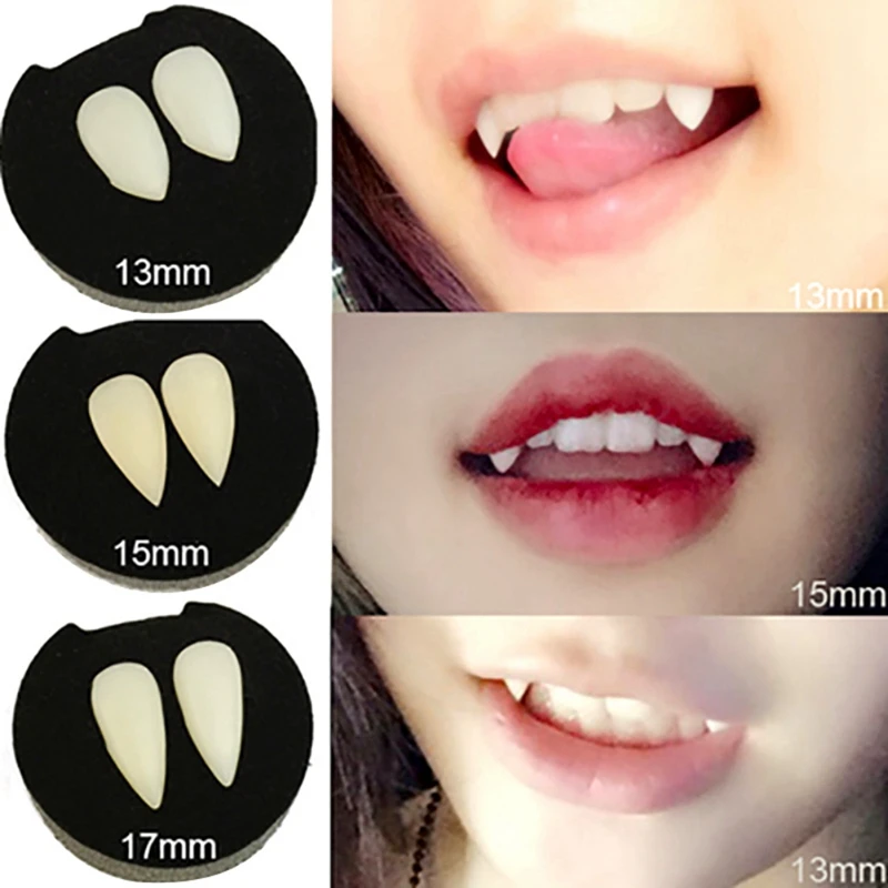 

1pair Adult Kids Halloween Fake Dentures Teeth Bloodcurdling Vampire Werewolves Fangs Costume Halloween Costume DIY Cosplay