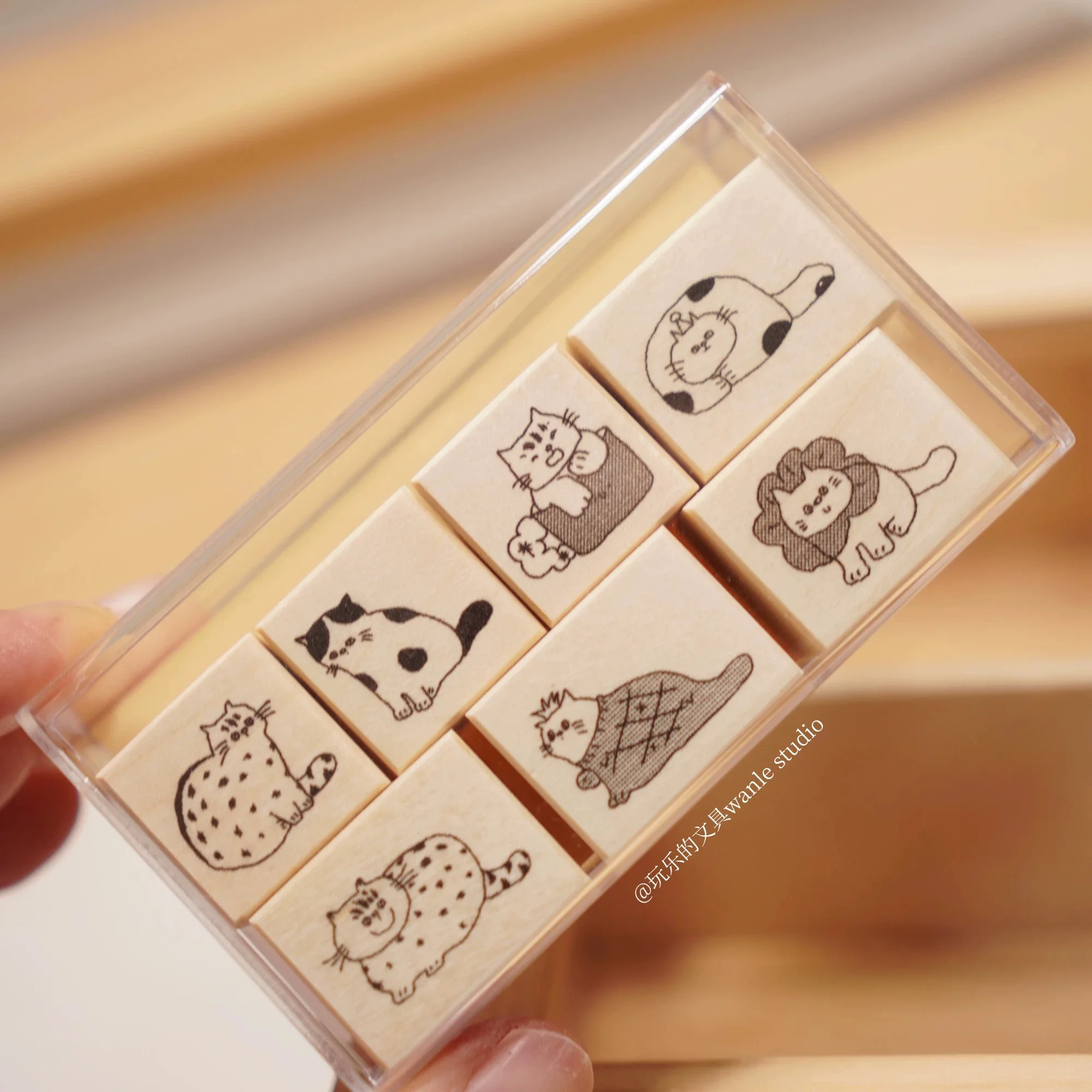 Wanle Studio Vintage Lovely Cat Wooden Rubber Stamp for DIY Scrapbooking Photo Album Card Making