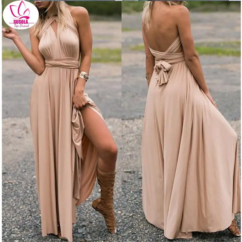 SUSOLA Summer Women Sexy Club Dress Lady Maxi Bandage Long Maternity Dresses Muti Colors Backless Hollow Out Evenning Dress