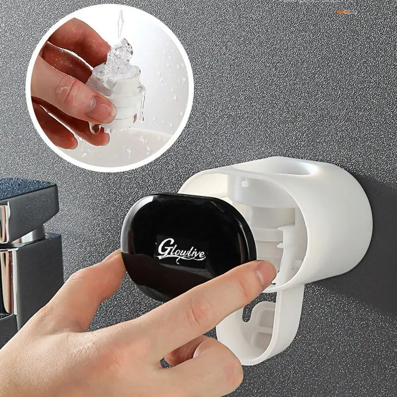 1pc Wall Mounted Automatic Toothpaste Squeezer and Toothbrush Holder - Convenient and Hygienic Bathroom Accessory