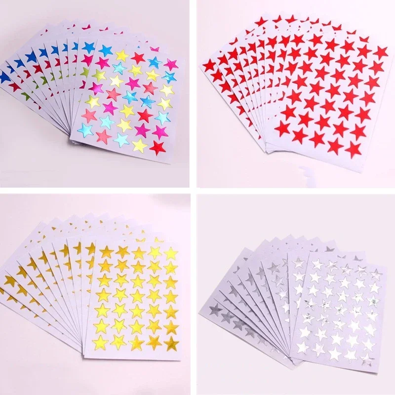 10 sheets Stationery Stickers Golden Silvery Star DIY Journal Notebook Decor Student Award School Supplies