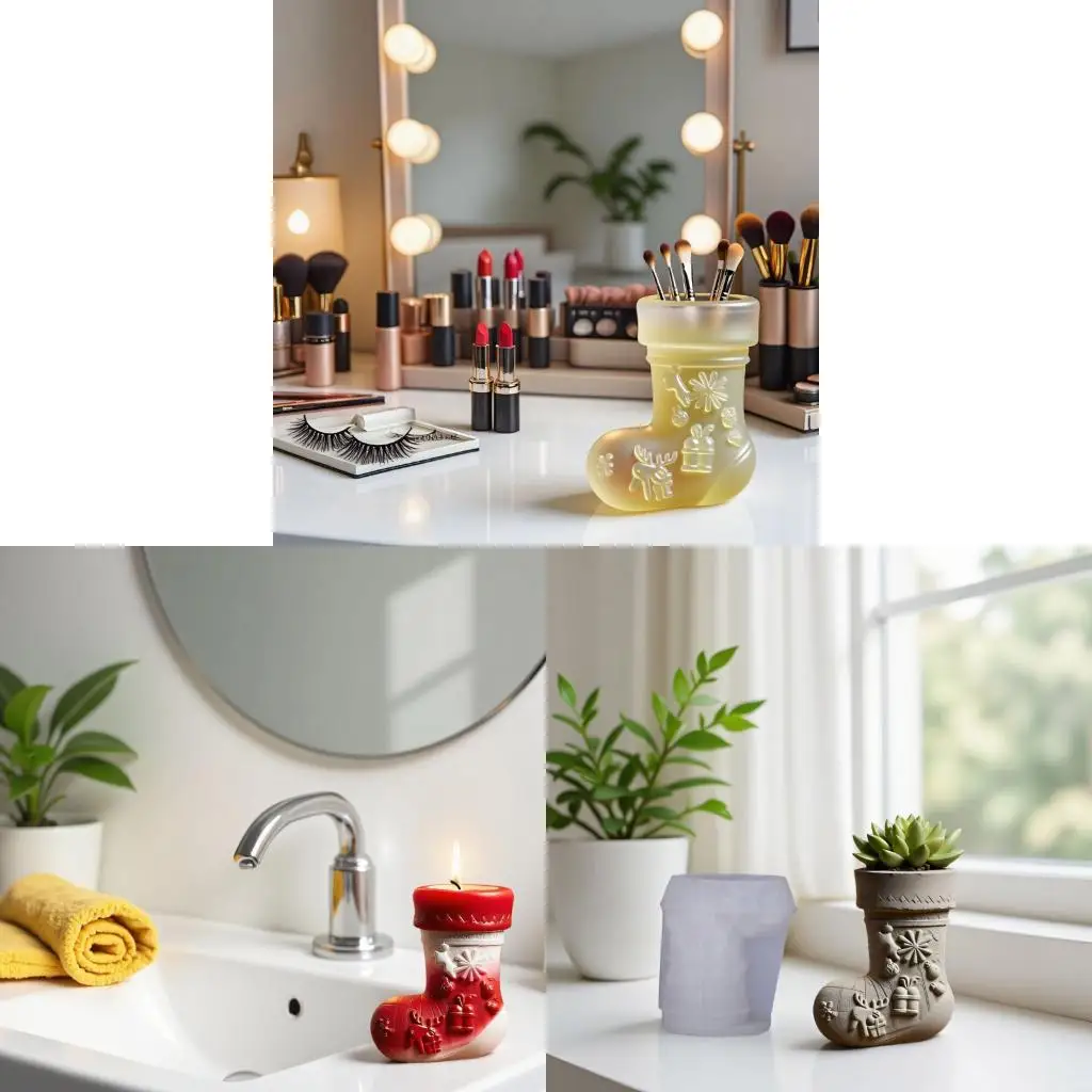 

Reusable Silicone Stocking Shaped Pen Holder Mold For DIY Resin Art Containers Home Decoration