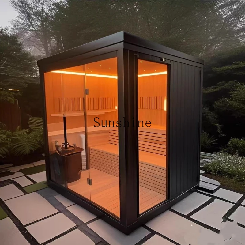 

Outdoor sauna room dry and wet steaming multi-person custom special-shaped courtyard pavilion exit graphene room