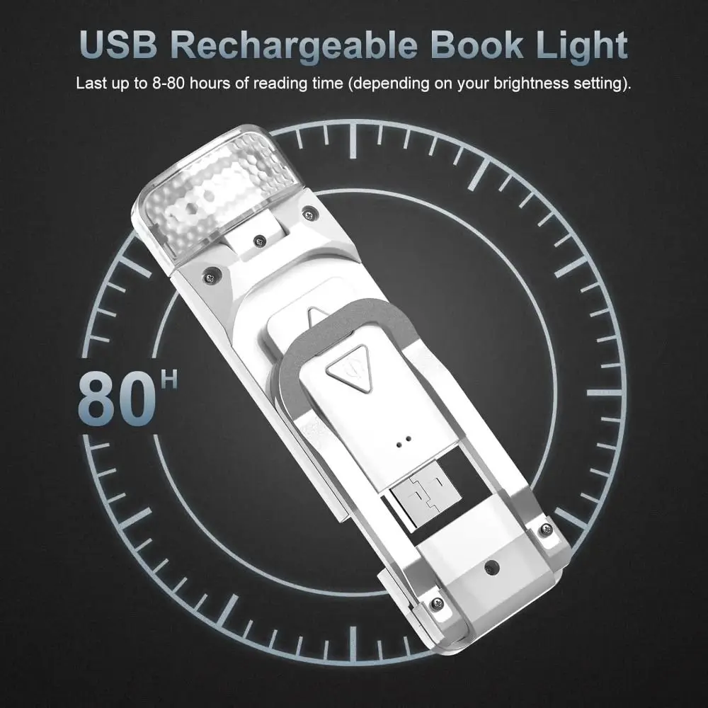 

LED Clip on Book Light Eye Protection Rechargeable Mini LED Book Light Flip Rotate Clip Desk Light Bookmark Read Accessories