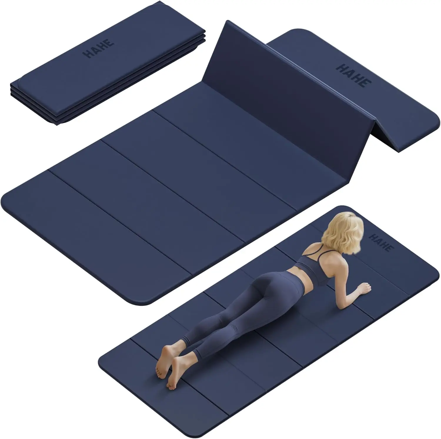 

Foldable Yoga Mat for Home Workout and Travel, PVC Material, Dark Colors, Non-Slip, Thick, Portable