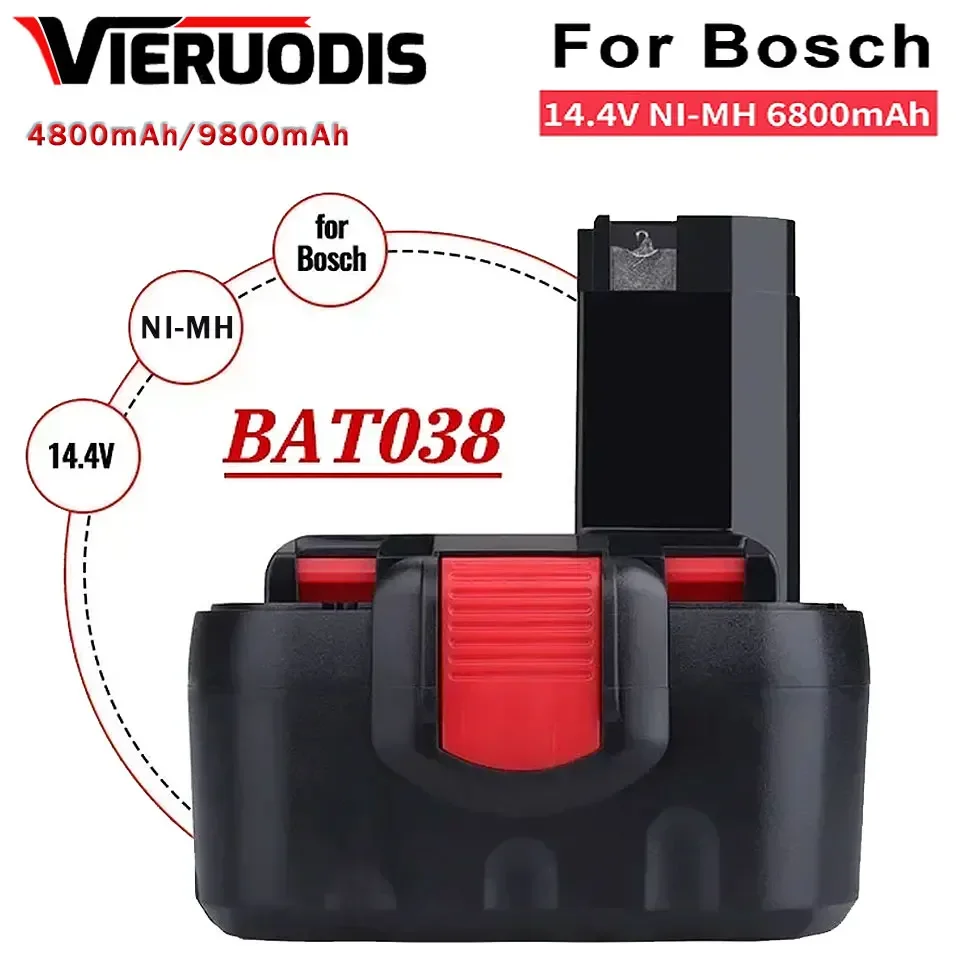 

6800mAh 9.8Ah Ni-MH 14.4V For Bosch BAT038 BAT140 BAT040 BAT041 BAT159 2607335533 2607335711 26073356 Tool rechargeable battery