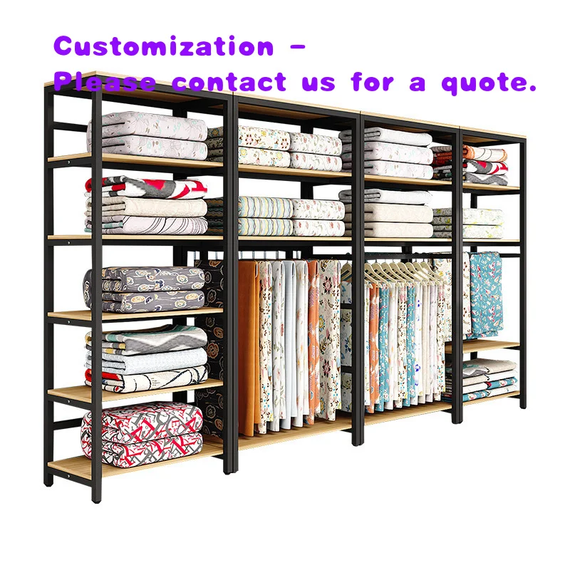 custom.Modern Home Textile Store Bedding Display Rack with Four Layers Metal Shelves Quilt and Pillow Storage