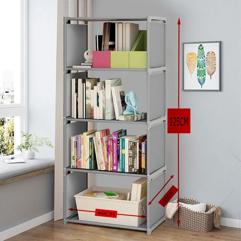 Book Cabinet Rack 4-Tier Bookcase Shelving Storage Organizer Bookshelf Stand Storage Shelf for Home and Office