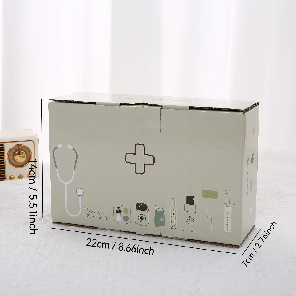 Kit medico per stetoscopio da infermiera simulato per bambini, set di siringhe, giocattolo per casa da gioco per ragazzi in legno