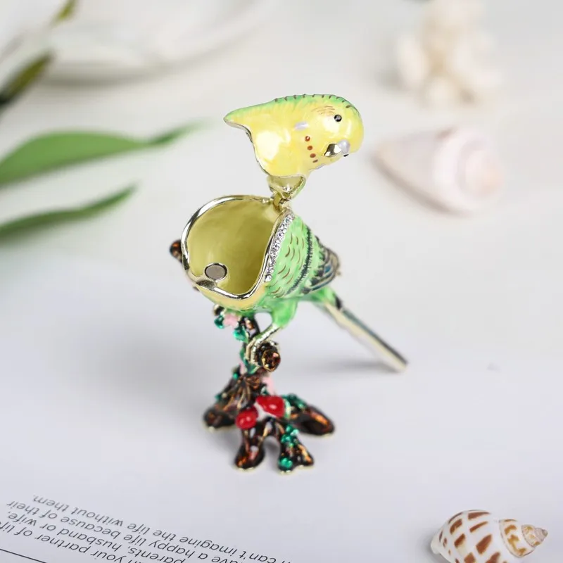 المينا مصوغة بطريقة الوطنية الكنز الحرفية هدية ، صندوق تزيين الببغاء ، سطح المكتب الإبداعية زخرفة صغيرة ، الببغاء المعادن الحرف اليدوية