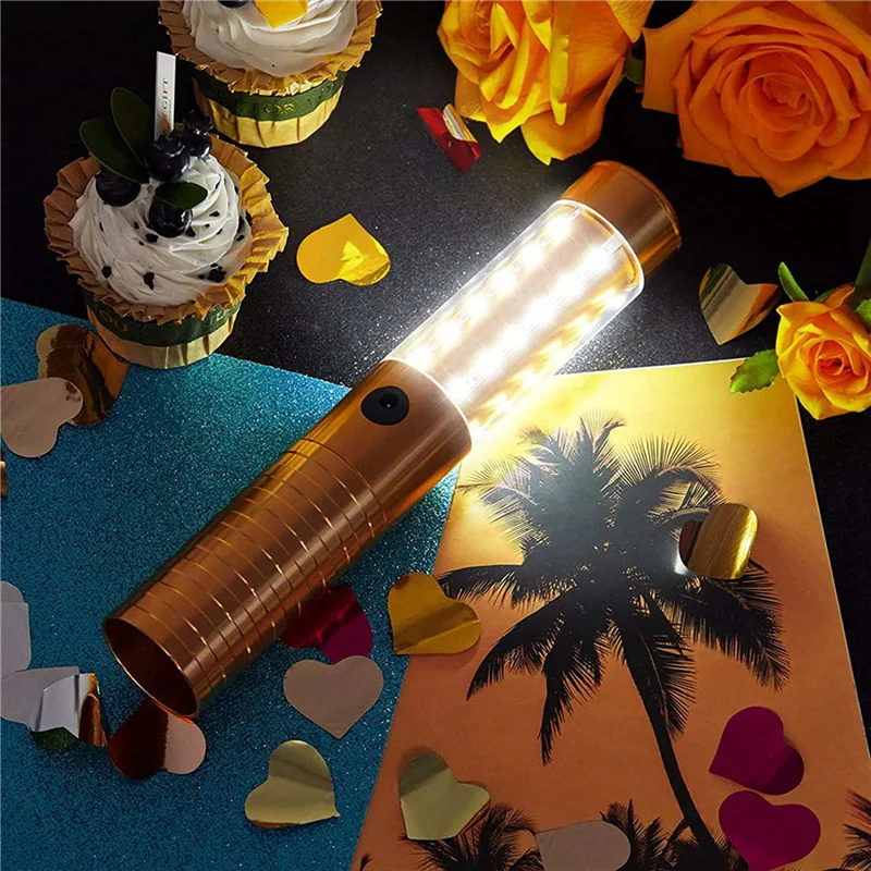 

CGDS-4 Pcs LED Strobe Baton Light LED Bottle Service Light Reusable LED Light Champagne Bottle Handheld Light Gold,US Plug