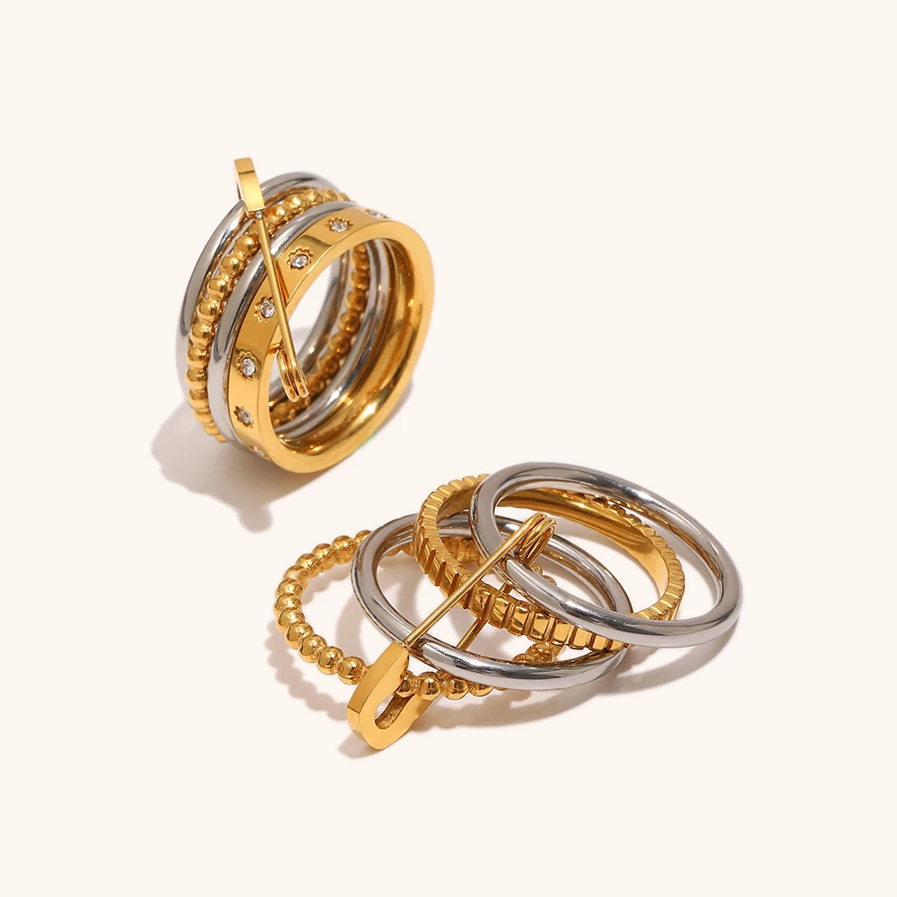 Women's Trendy Pin Shaped Loop Buckle Zircon Ring