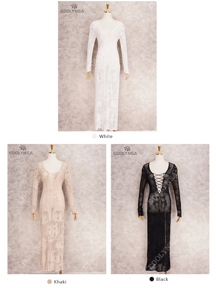 وصل حديثًا فستان الشاطئي المثير للنساء من الكروشيه فستان برداء من قماش القفطان للشاطئ فستان برداء صيدا دي برايا # Q194 #5