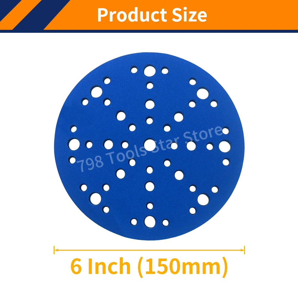 50PCS 6-Inch 49-Hole Zirconia Alumina Sanding Discs,Hook and Loop Sandpaper for Orbital Sanders,Metal Polishing,Car Paint,Wood