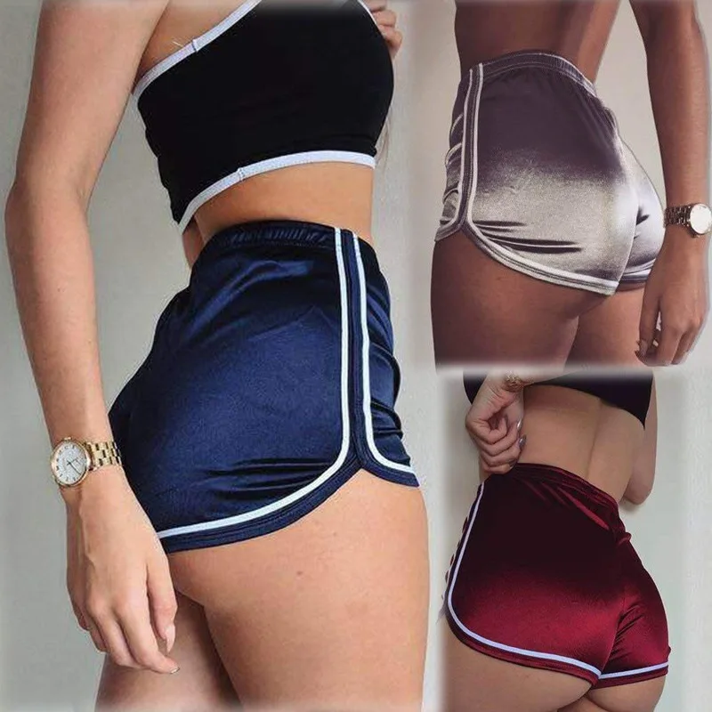 Shorts de sport décontractés à taille élastique lisse pour femmes, shorts de loisirs d'été, style européen et américain, mode