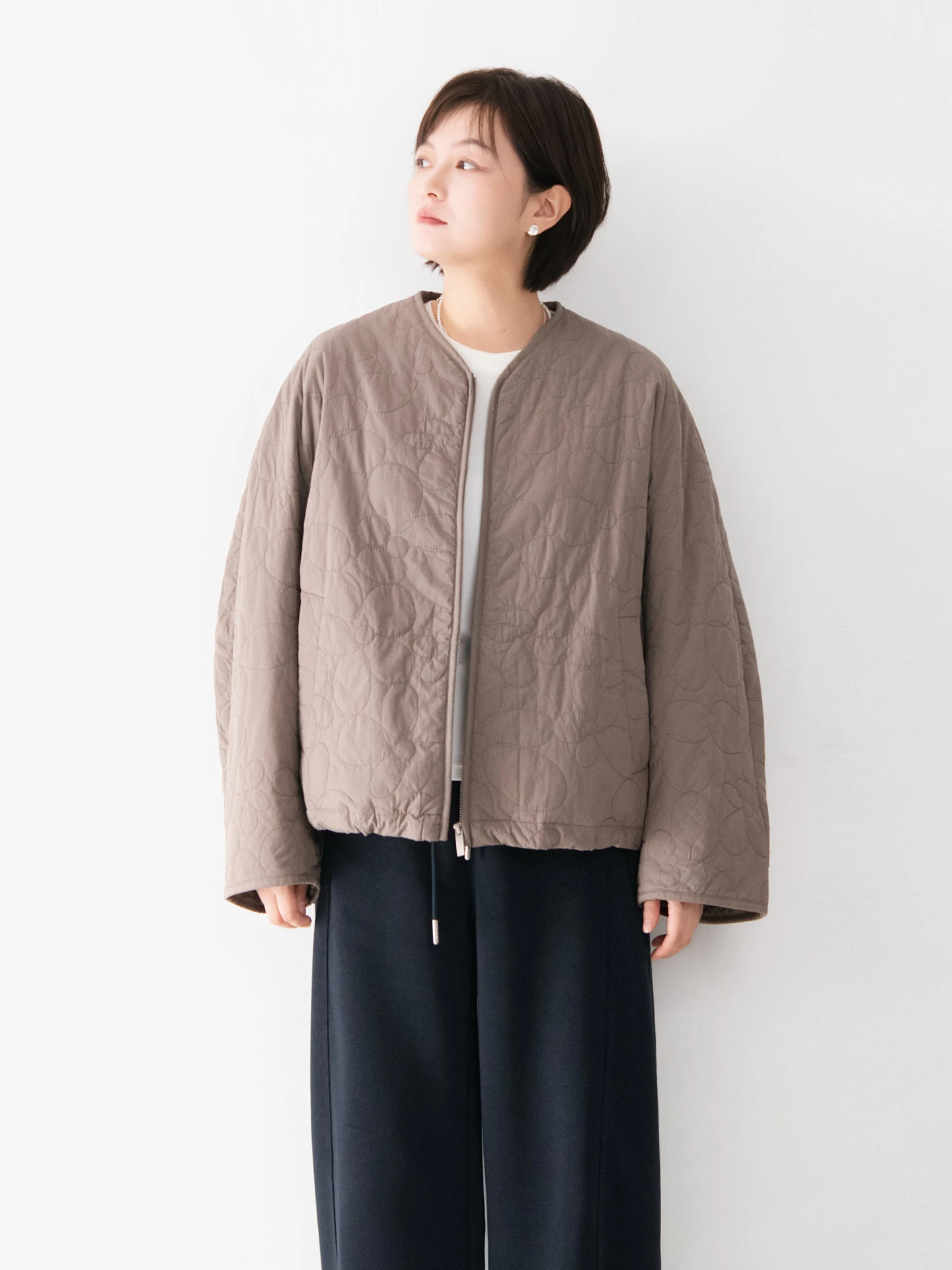 

Pure Cotton Floral Quilted round Ne Thin Cotton Jaet Women's Winter New Sle Casual Lazy Simple Top Coat