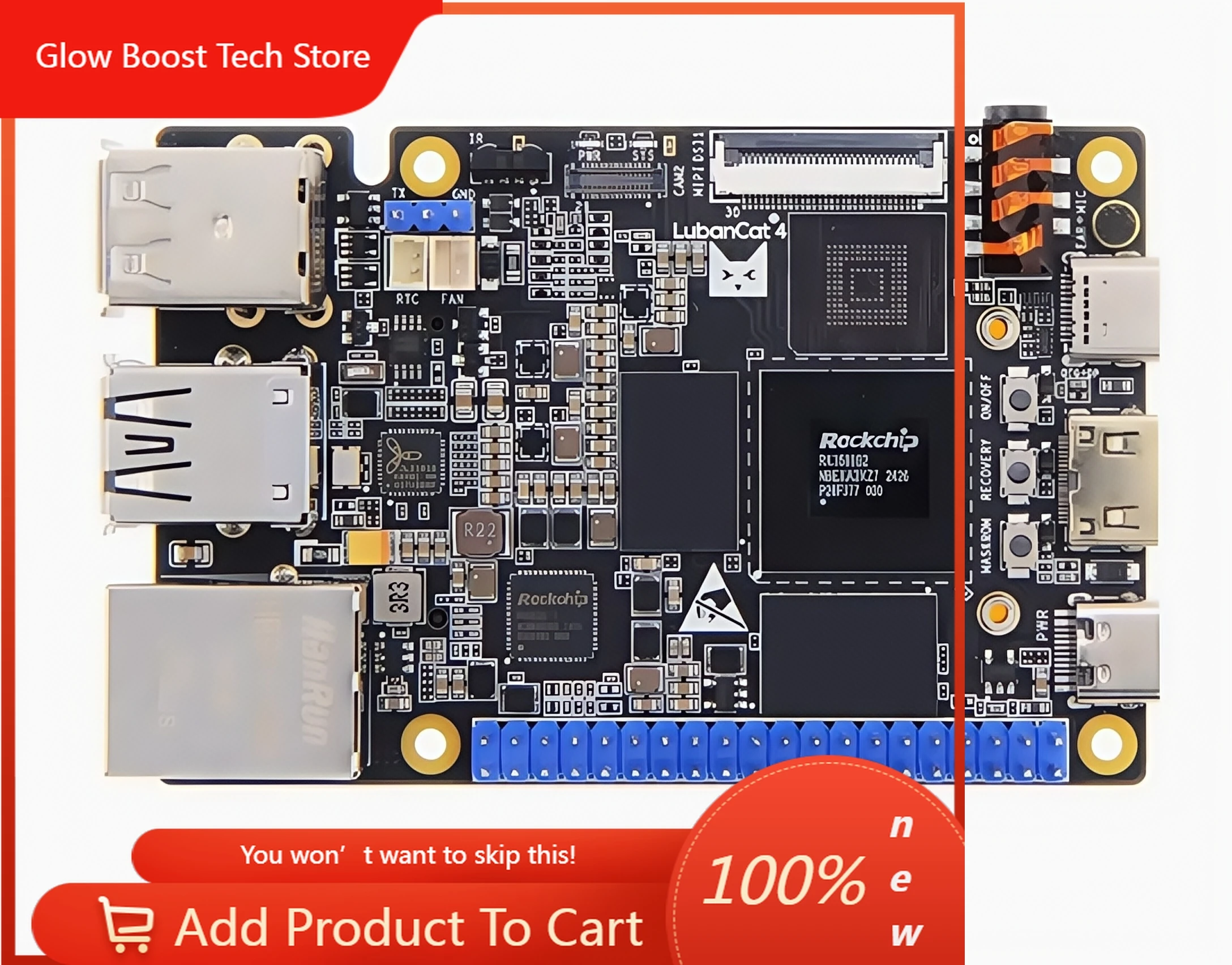 

NYLuban Cat 4 card computer Linux Rockchip RK3588S development board AI intelligence far exceeds Raspberry Pi 5
