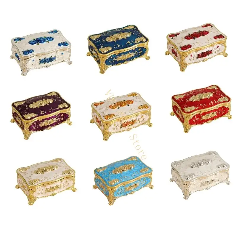 

Sturdy Alloy Crafted Artistic Floral Carving Jewelry Storage Case D08E