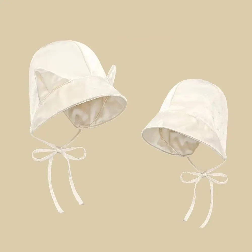 Versatile Korean Style Cat Ears Bucket Hat Y2K Double-sided Wear Bow Sun Cap Strap Quick-drying Small Loli Cap Travel