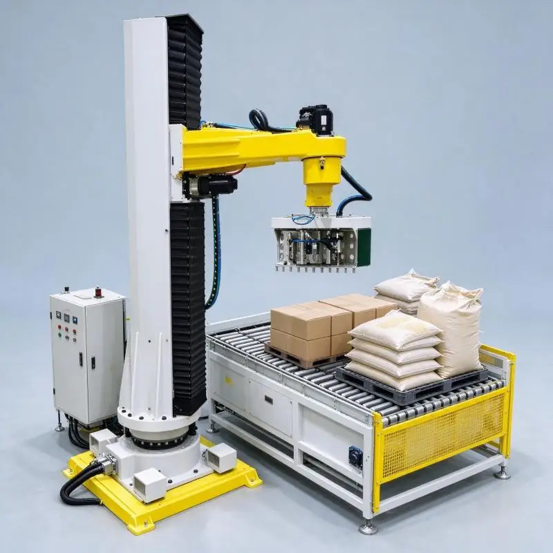 Column Palletizer Single Column Automatic Palletizing Machine Safe Guard Design For Food Factory Carton Pallet Handling