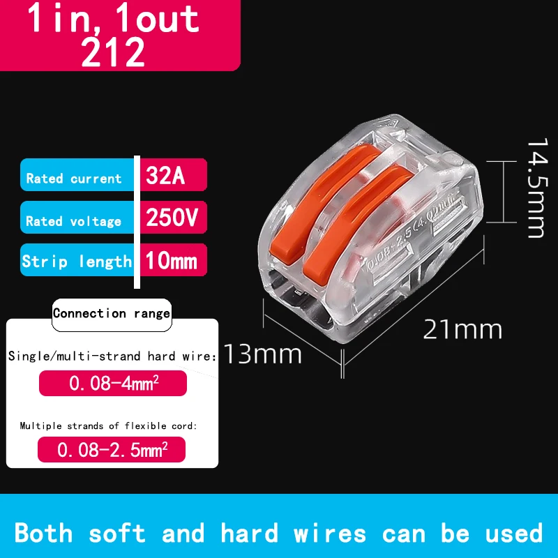 10 stks Quick Terminal Connector FM-212/213/214 Harde en Zachte Draad Parallelle Connector Connector Druk op De Draad Terminal PCT