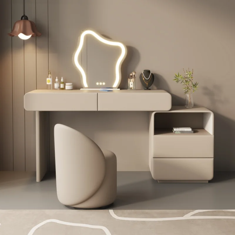 With Drawer Vanity Dressing Table Nordic Luxury Makeup Mirrors Dresser Led Lights Mirrors Coiffeuse De Chambre Room Furniture