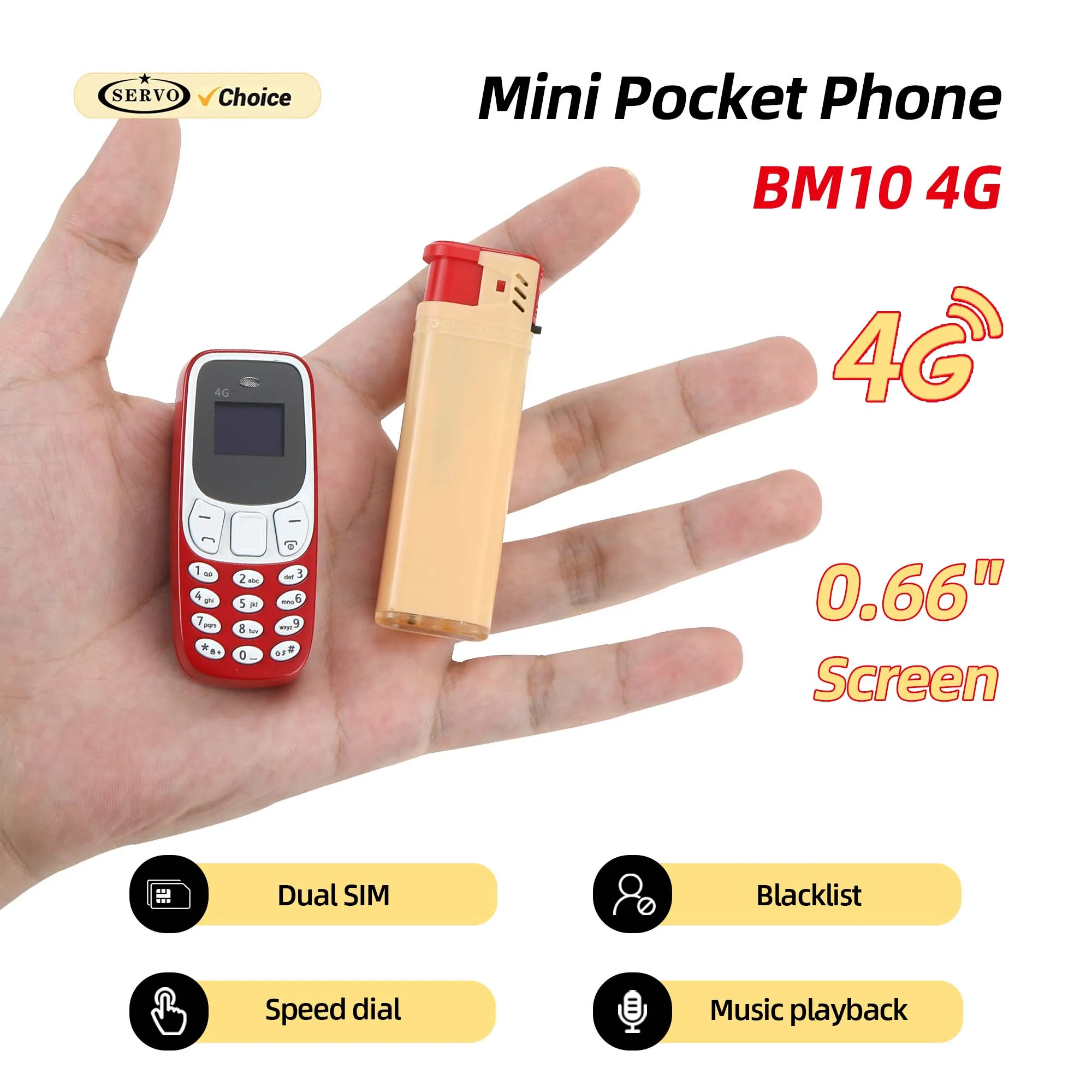 SERVO 4G LTE Super Mini Pocket Mobile Phone 0.66
