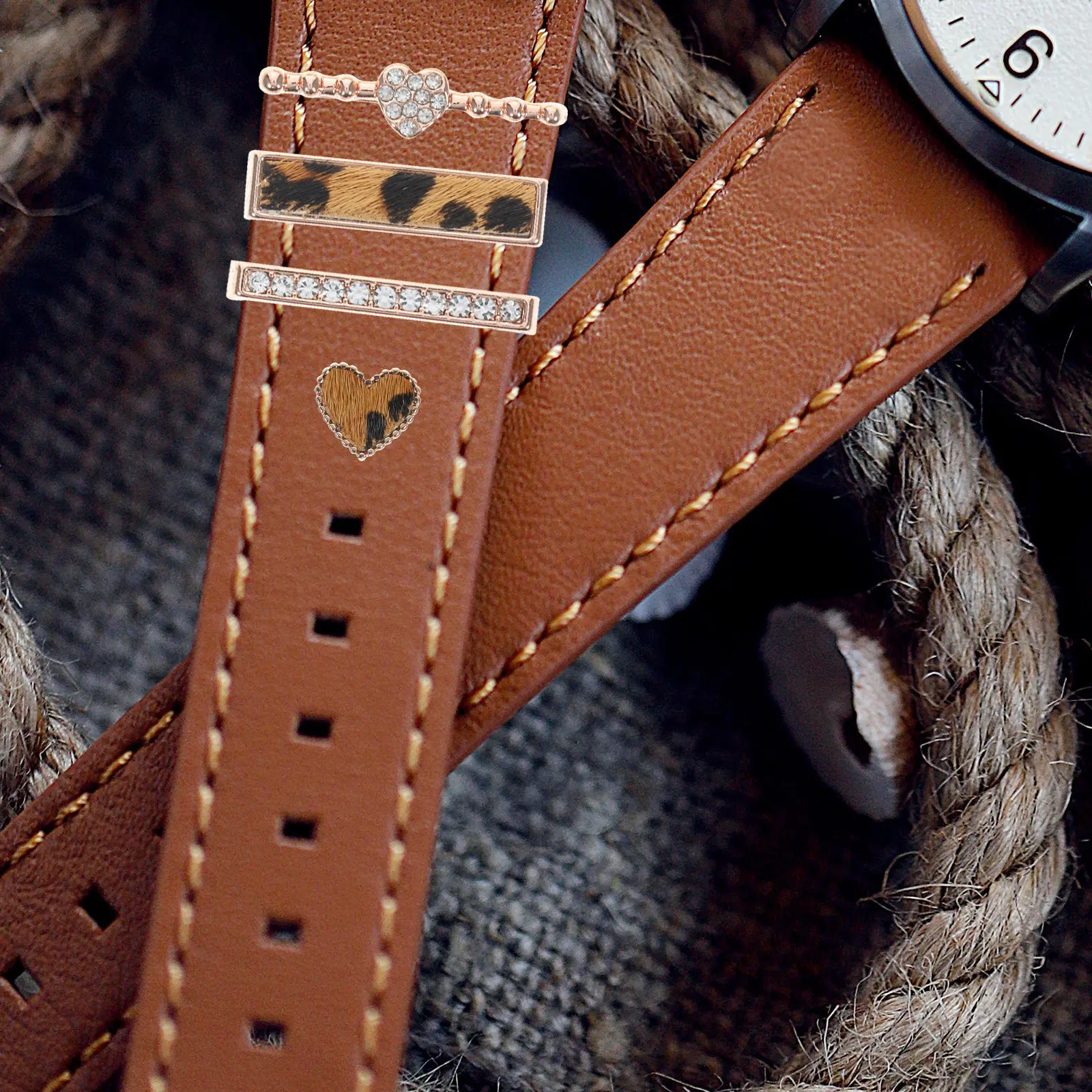 

Набор металлических декоративных колец-шармов для ремешка часов, блестящие аксессуары, накладные украшения для повседневного использования