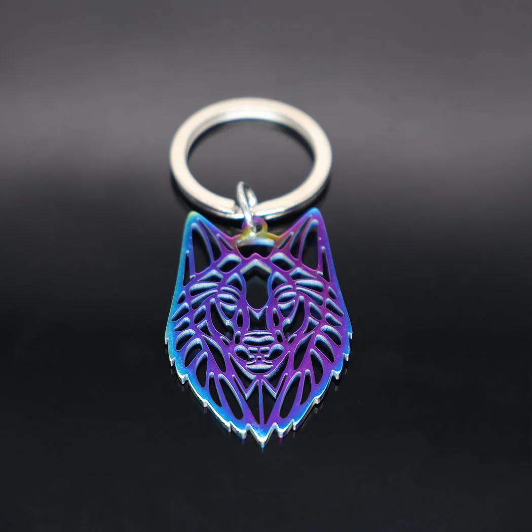 2024 new fashion stainless steel Wolf head pendant key chain temperament all match animal key chain men and women accessories ac