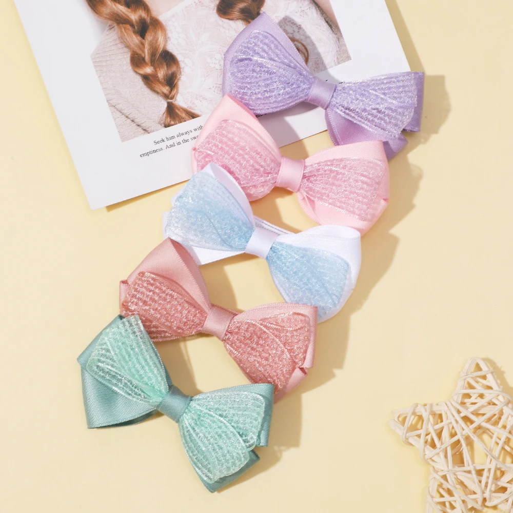 

6Pcs/Set Cute Hairpins for Kids Ribbon Lace Bows Hair Clips Boutique Handmade Children Headwear Girls Baby Hair Accessories