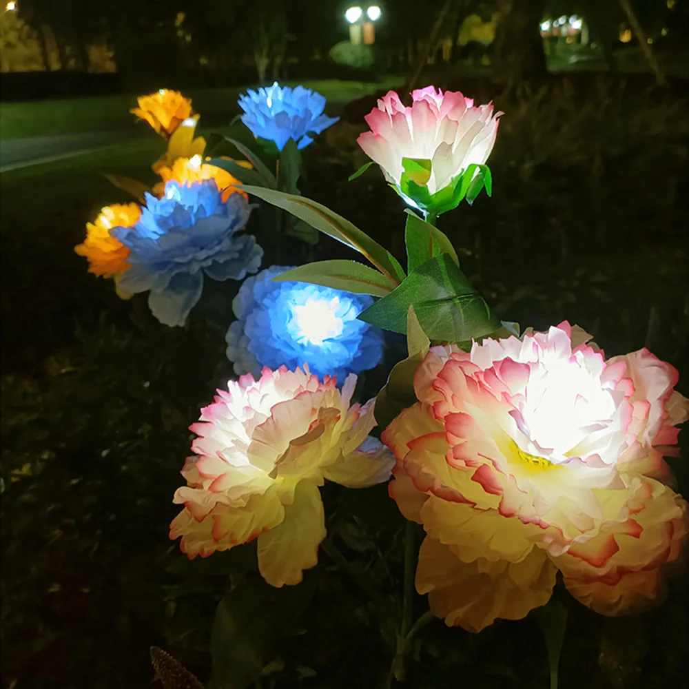 LED Solar Simulation Peony Flower Solar LED Light Garden Yard Lawn Night Lamp Landscape Garden Home Christmas Decoration