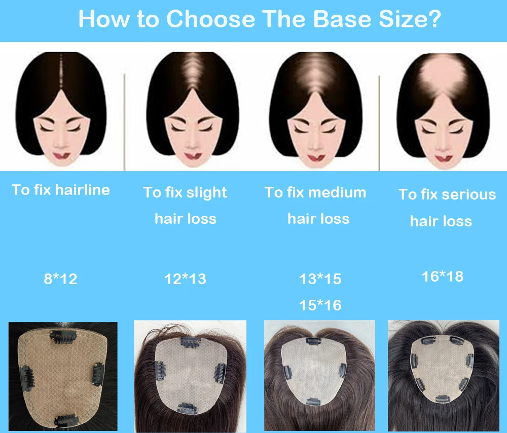 Human Hair Topper With 4 Clips In Silk Top Skin Base Virgin European Hair Toupee for White Women Hairpiece