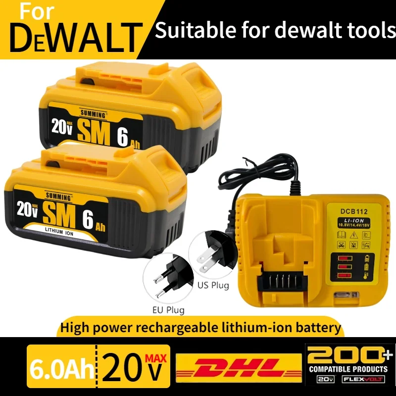 

Original 6000mAh 20V for Dewalt Power Tool BatteryDCB206 20V 6.0Ah Battery DCB206 20V Battery⚡DCB205 DCB200 with Charger