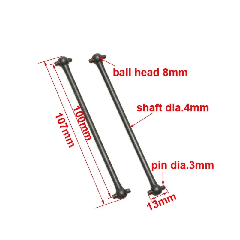 Eixo de transmissão do osso cão, ligação Rod, 1:8 RC Model Car, DIY Rodas Transmissão Eixo, 80.5, 88, 91, 94, 95, 100, 106, 132, 139, 5mm, PCes 2