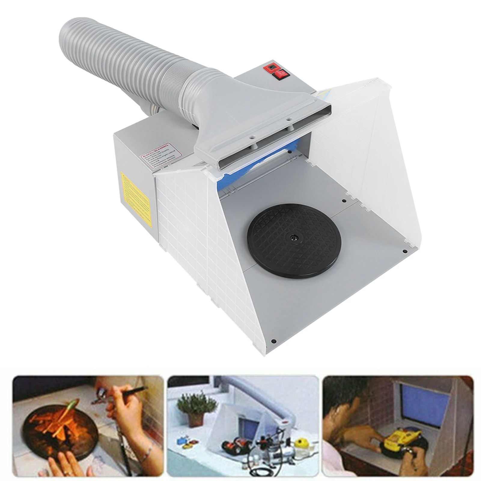 Airbrush Spray Booth with  Foldable Exhaust Filter Extractor Set Turn Table for Model Crafts Painting