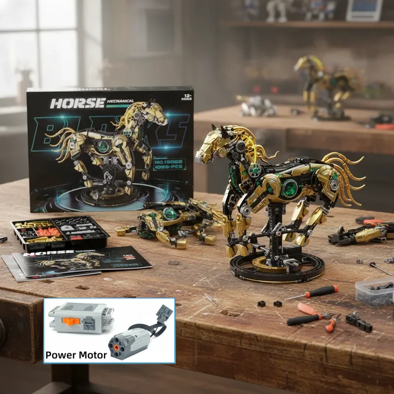 

Набор для сборки механического коня DIY 2026: Конструктор MOC, модель для конструирования, подарки для детей на день рождения, 1055 деталей
