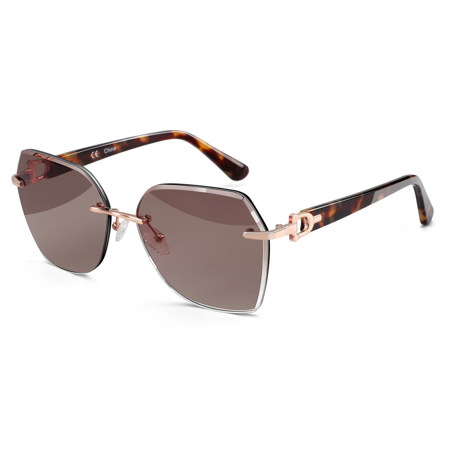ZENOTTIC Modische Damen-Sonnenbrille ohne Rand, trendige geometrische Diamantschliff-Verlaufsgläser, UV-Schutz – Detail 18
