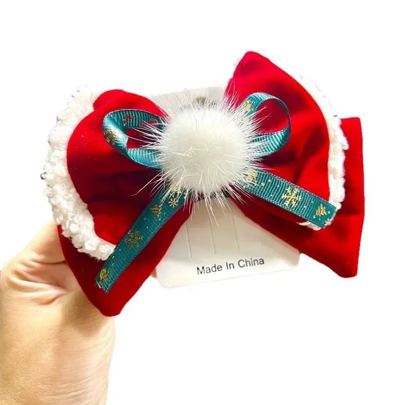 2 uds 2025 transfronterizo Navidad nuevo arco horquilla lindo sombreros de Navidad para niños vestido de vacaciones accesorios para el cabello