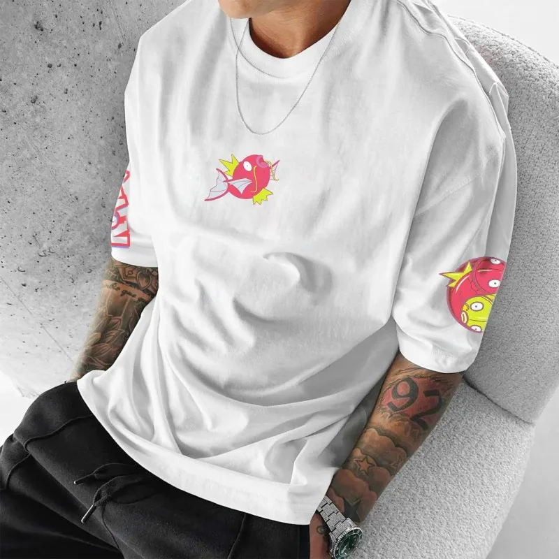 Pokémon Anime Magikarp Peripheral Printed T-shirt Short Sleeved Men's and Women's Summer New Cotton Harajuku Loose Casual Top