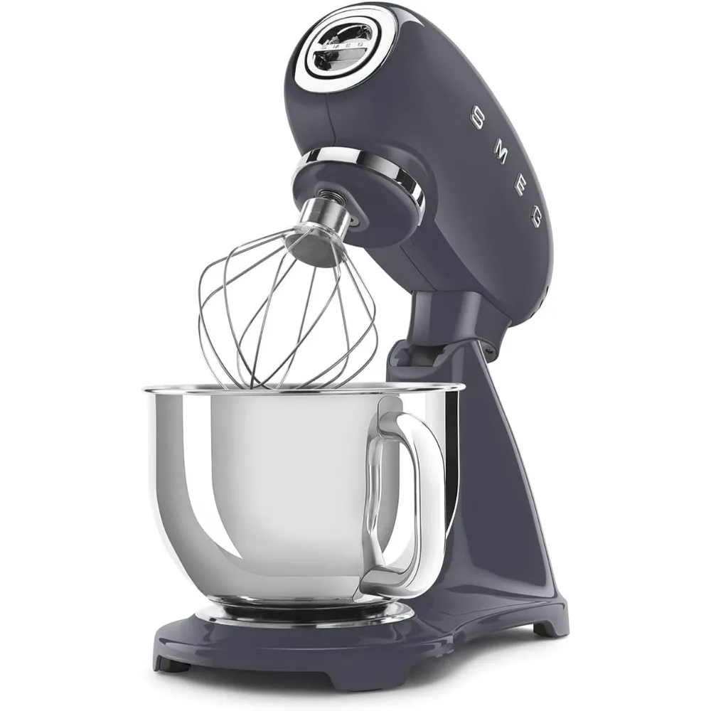 600 Watts 50's Retro Stand Mixer  Adjustable Speed Control, Removable Bowl, Stainless Steel，Slate Gray