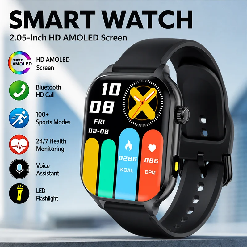 NEW Smart watch HD screen touch 5ATM waterproof 100+sport modes control music outdoor smartwatch heart rate for men women Ht22