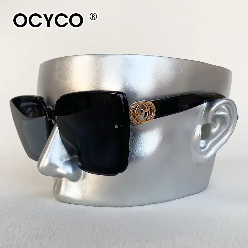 خمر مربع النظارات الشمسية النساء الرجال العلامة التجارية مصمم الأزياء إلكتروني نظارات شمسية UV400 للجنسين إطار كبير نظارات للسفر #4