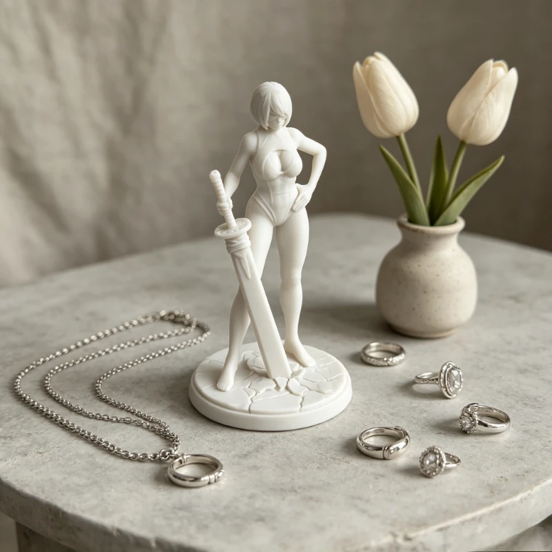 1PCS 3D Relief Nier Automata 2B Figure Ornament, DIY Paint Collectible Statue | Centerpieces, Party Supplies, Decorations view 6