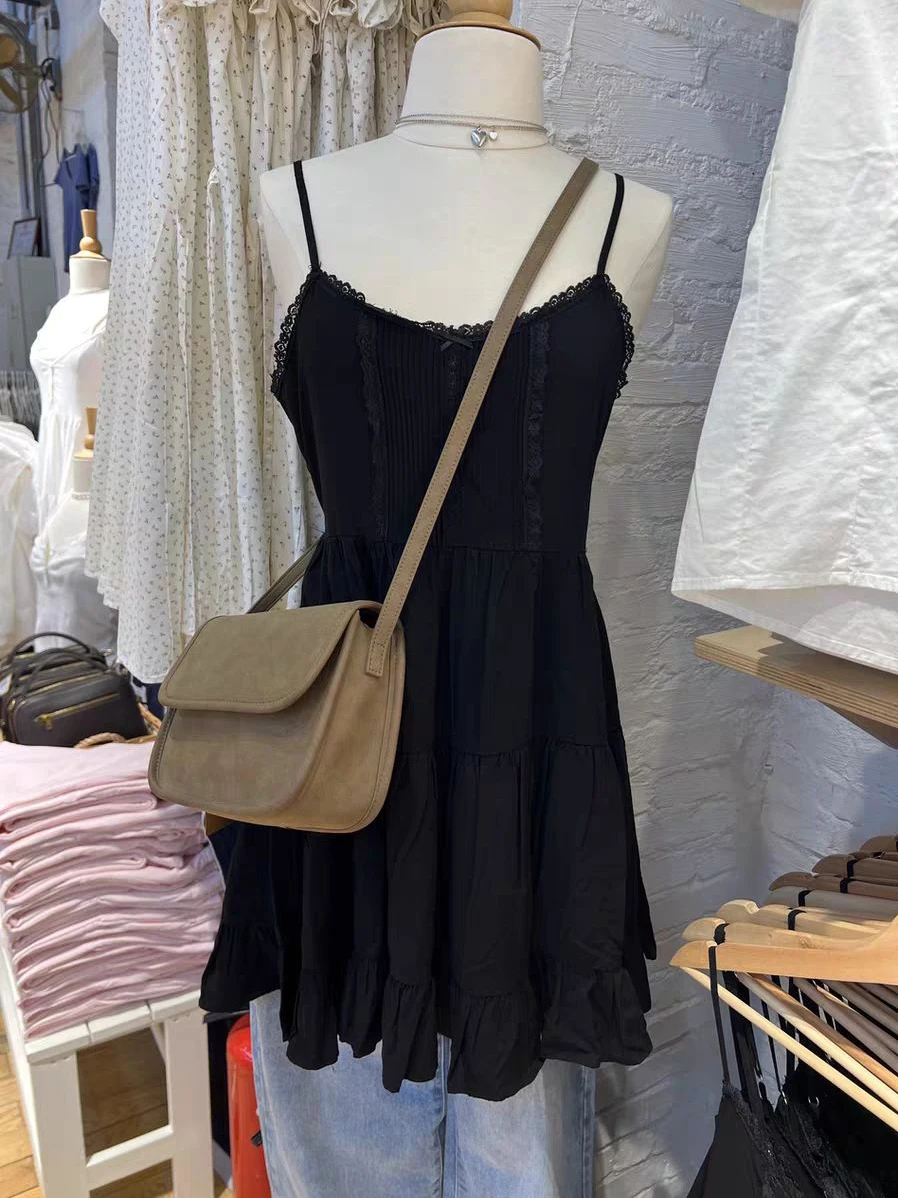 ลูกไม้ Trim Mini Camis ชุดผู้หญิงฤดูร้อน Bow Strapless กลับ Lace-up A-Line สั้น Vestidos หวานน่ารัก Preppy สไตล์ Slim Dresses