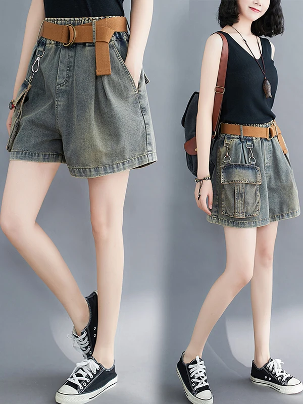 

Высококачественные летние новые джинсовые джинсы больших размеров. Повседневные орты с большими ketми. Женские джинсы с широкими штанинами.