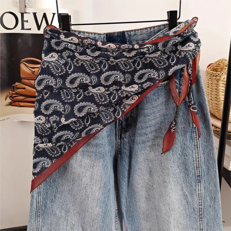 Women's Ethnic Print Scarf - High-End Triangle Waist Belt Accessory, Versatile Butt Flap Shawl, Wholesale Fashion Layered Piece