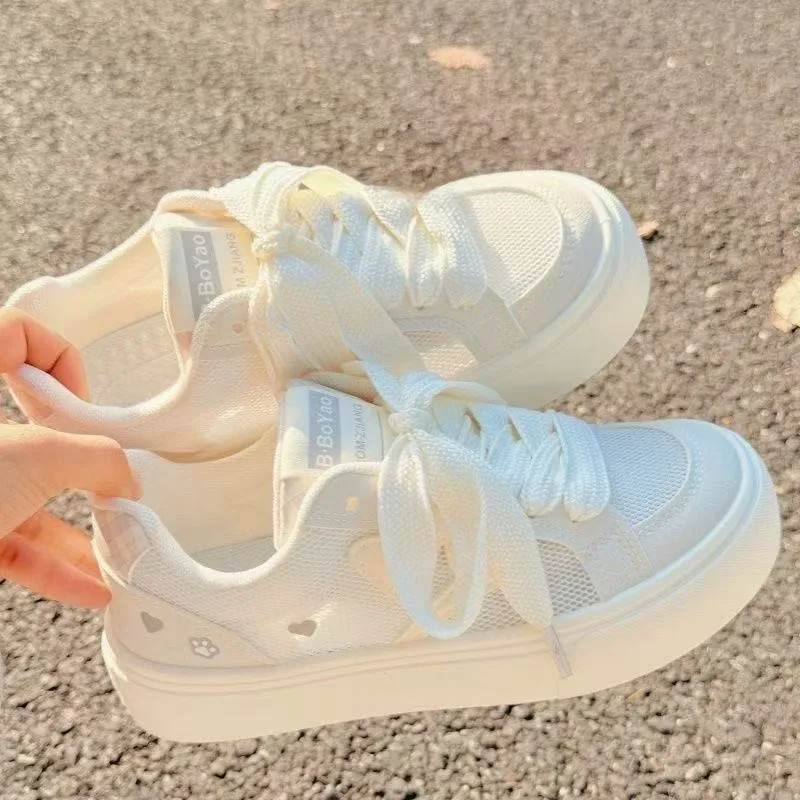 Daily Casual Closed Toe Sneakers Ladies Summer Breathable Flat Shoes Solid All Match Non Slip Walking Outdoor Footwear