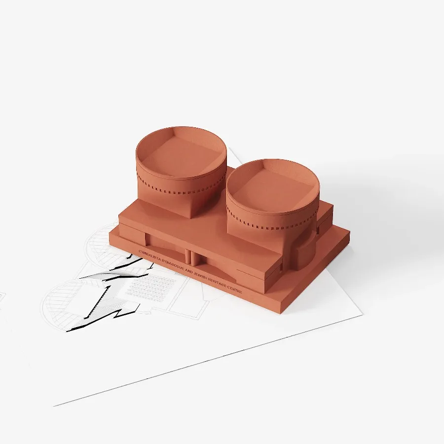 Mario Botta Sinagoga Cymbalista Tel Aviv Architectural Model Cement Concrete Table Top Decoration Ornament Home Office Display