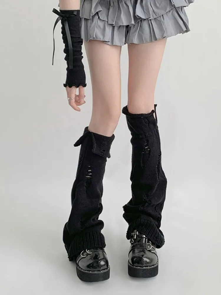 Japanese Elastic Knitted Leg Warmer Socks Boots Cover Lolita Girls  JK Uniform Harajuku Y2K  Warmers Solid Cosplay